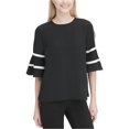 thumbnail image 1 of Calvin Klein Blouse Évasée avec Passepoil pour Femmes, Noir, Petit, 1 of 1