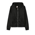 thumbnail image 3 of Uhndy Women Casual Long Sleeve Hoodied Jacket Tops Solid Color Drawstring Zipper Cardigan Coat With Pockets Black M, 3 of 3
