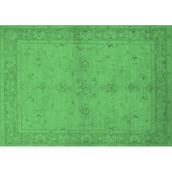 Ahgly Company Indoor Rectangle Oriental Emerald Green Industrial Area Rugs, 8' x 12'