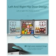 1.6 Cu.ft Mini Refrigerator with 7 Temp Control, FOHERE Compact Fridge with Freezer, Low Noise, Stainless Steel
