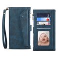 thumbnail image 4 of Decase for Google Pixel 7A Flip Wallet Stand Case,Zipper Card Slot Holder,with Wrist Strap&Shoulder Strap,Magnetic Closure PU Leather Shockproof Anti-Fall Full Body Protection Case Cover,Darkblue, 4 of 9