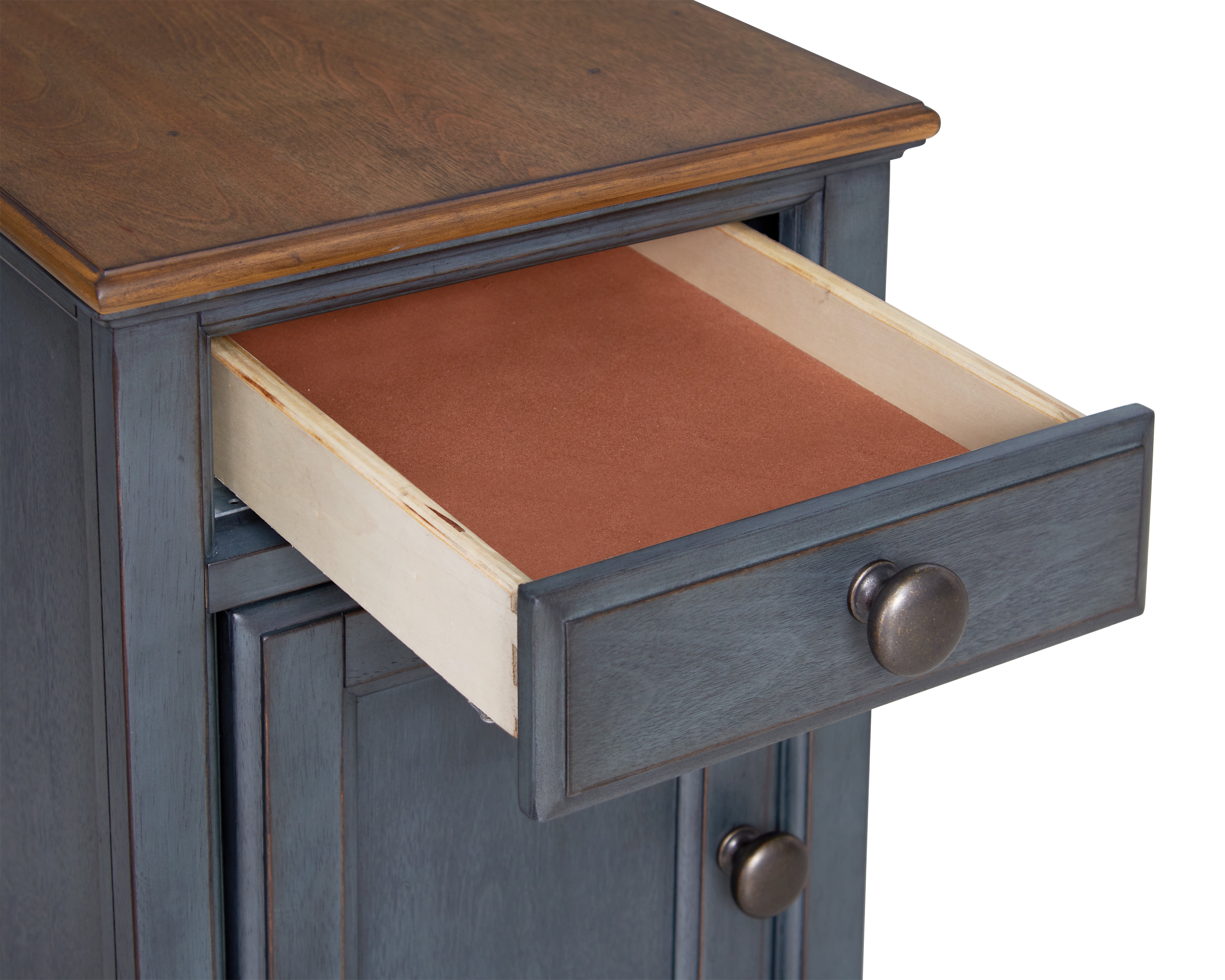 14" Fully Assembled Farmhouse Chair Side Table with Drawer & Door, Narrow Coastal End Table with Storage