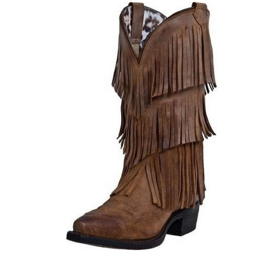 Dingo Dingo Western Boots Womens Tres Fringe Suede Burnished Tan