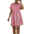 thumbnail image 2 of Antinious Women Short Sleeve Round Neck Knee Length Casual Breathable Dress, 2 of 5