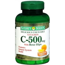 Nature's Bounty Vitamin C 500 mg With Rose Hips Chewable Tablets, Orange Flavor 90 ea (Pack of 2)