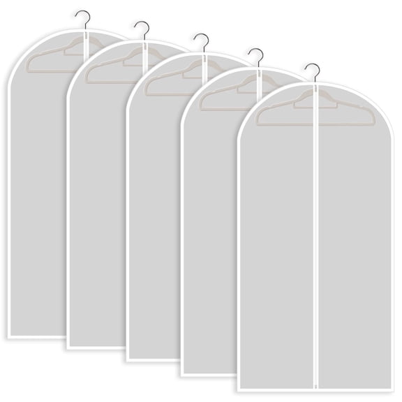 X XBEN Garment Bags and Clothes Covers for Dust Protection (Set of 5), Garment Bag for Hanging Clothes, Suits, Dresses, and Long Gowns with Zipper for Closet Use—120 x 60 cm, 5-Pack