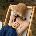 thumbnail image 4 of 56-58 cm circunferencia de la cabeza verano sombrero de paja de ala grande tejido sombrero de playa al aire libre protector solar sombrero de sol anti ultravioleta, 4 of 5