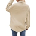 thumbnail image 6 of Hibeli Women Waffle Button Down Lapel Collar Long Sleeve Pocket Curved Hem Shirts, 6 of 7