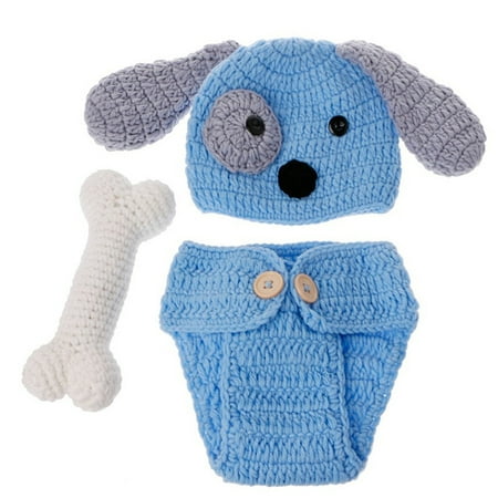 

Huawd Newborn Sweater 1 Set Shooting Props Skin-touch Fashionable Puppy Shape Baby Photo Hat Set