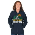 thumbnail image 4 of Let's Get Dirty Mountain Bike Outdoor Unisex Fleece Graphic Zip Up Hoodie Brisco Brands 2X, 4 of 5
