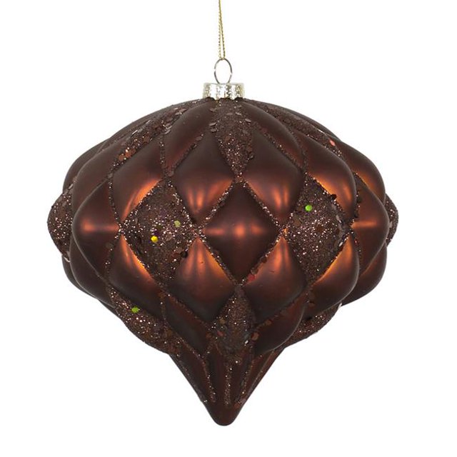 Copper Matte-Glitter Diamond Ornament, 5.7 in.