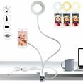 thumbnail image 1 of Anillo de luz LED para selfies con soporte para teléfono móvil, 3 modos de luz y 10 niveles de brillo, para transmisión en vivo (blanco), 1 of 8