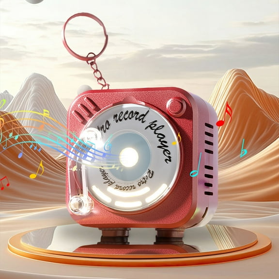 Rotating Music Box Keychain - Vintage Phonograph Pendant Recordable Sound Player Personalized Message Recorder Car Keys Accessory Gift for Music Lovers(Red)