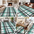 thumbnail image 6 of 8x10 Washable Area Rug, Abstract Stripes Non-Slip Extra Large Rectangle Rug for Living Room Bedroom, Turquoise Black Grey Plaid Indoor Floor Mat for Home Decor, 6 of 9