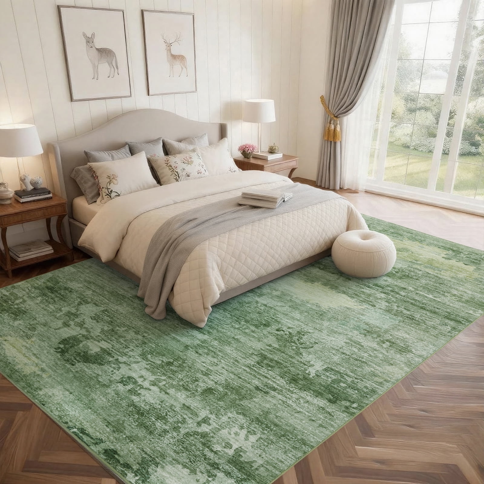 8x10 Area Rugs for Living Room-Sage Green Modern Abstract Area Rugs Machine Washable Rugs,Non-Slip Soft Neutral Farmhouse Carpet Rugs for Bedroom Dining Room Home Office