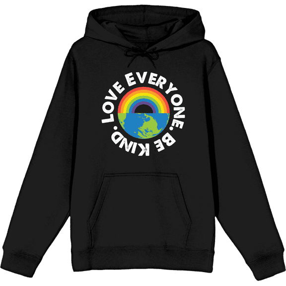 Pride Love Everyone Be Kind Adult Black Long Sleeve Hoodie-Small