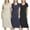 Set 2, variant on 3 Pack: Women's Ribbed Jersey Crew Neck Short Sleeve Midi Length Dress With Side Slit