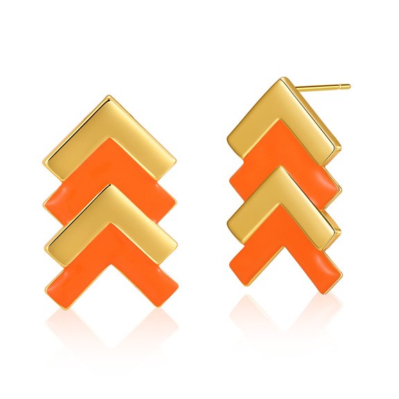 Oil Drip Craft Vintage Color-Matching Metallic Earrings Fishbone Arrow Niche Earrings Plated With 18K Gold