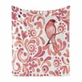 thumbnail image 1 of Watercolor Soft Flannel Fleece Throw Blanket, Bird on Tree Branch Floral Swirls Curves Little Dots Wildlife, Cozy Plush for Indoor and Outdoor Use, 60" x 80", Coral Dried Rose White, by Ambesonne, 1 of 6