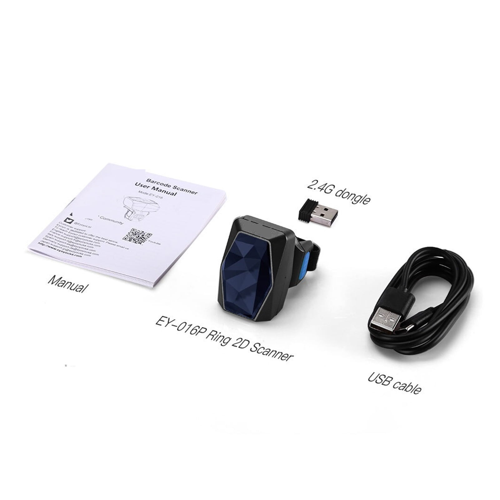 Wearable 1D Bluetooth Barcode Scanner Ring 2D QR Barcode Reader 2.4G Dongle Wireless EAN13 Barcodes USB Wired Read ,Easy to Operate