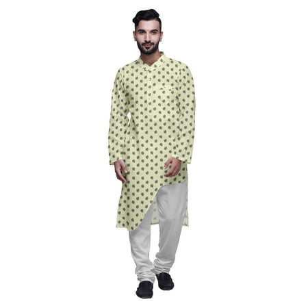 

Atasi Printed Long Asymmetric Kurta Pajama Set For Men Party Wear Clothing