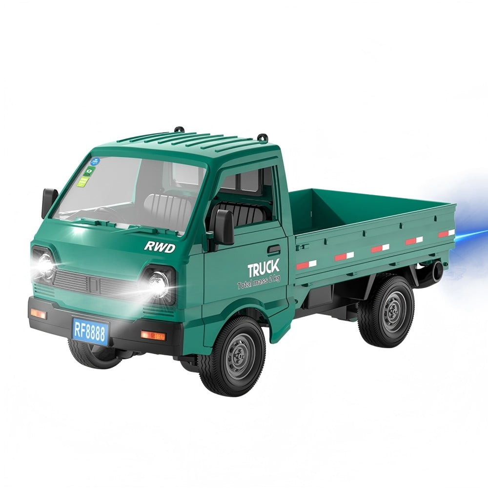 KF21 2.4G 1:16 Scale Remote Control Car with Simulated Lighting Manual Door Opening RC Truck with Cool Light Spray