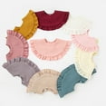 thumbnail image 2 of RYUJNDK Ruffle Feeding Bib Baby Burp Cloth Bib for 0-18Month Infant Gender Neutral Cotton Large Teether Drooling Bib for Newborn, 2 of 16