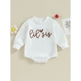 thumbnail image 2 of Faithtur Sister Matching Romper Outfits Letter Print Long Sleeve Round Neck Sweatshirt Toddler Fall Clothes, 2 of 9