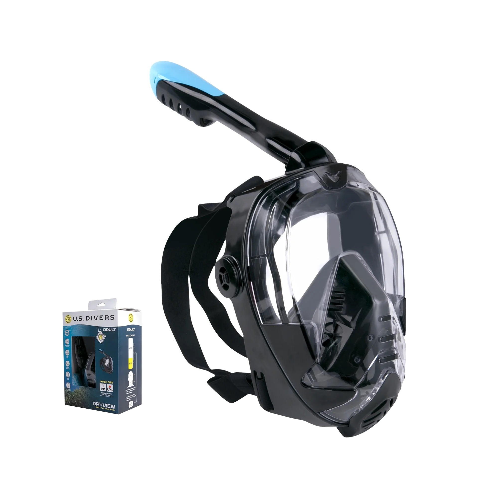 (2 pack) U.S. Divers DryView BK S/M Snorkel Set, 7.87 x 5.00 x 11.10 Inches