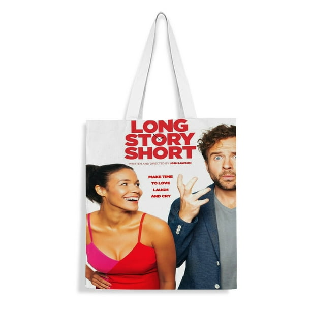 Long Story Short Bolso de tela con estampado de lienzo para mujer, bolsa de compras reutilizable y estética, con cremallera interior, regalo para mujer,40*40cm.