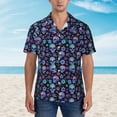 thumbnail image 2 of Fuzoiu Skull Flower Blue Print Hawaiian Shirt for Men, Summer Beach Casual Short Sleeve Button Down Shirts, Men’s Beach Summer Shirts with Pocket,Large, 2 of 7