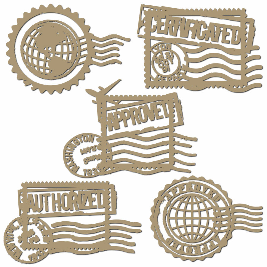 Postage Stamp Laser cut Chipboard Embellishments for Scrapbooking, Card