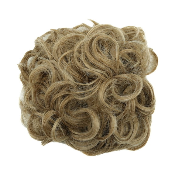 Women's Short Hairband, Fluffy Curly Bun with Large Steel Comb, Short Rope Hair Bag, Khaki, Easy to Wear, Adjustable, for Women, Natural Look, Perfect for Prom, Wedding, Casual Wedding, Halloween, C