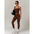 thumbnail image 4 of IDOPIP 2 Piece Workout Sets for Women High Waisted Seamless Butt Lifting Leggings Gym Yoga Outfit Stretchy Sports Bra Set S Brown, 4 of 6