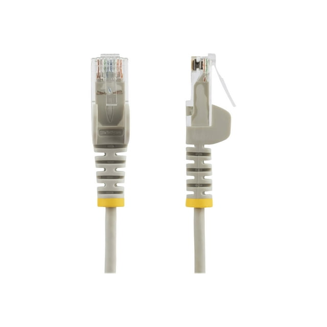 StarTech.com Câble Ethernet LSZH Slim 1 Pieds, 10 Gigabit Snagless RJ45 100W Patch Cordon, CAT 6 10Gb UTP Câble Réseau avec Soulagement de la Souche, Gris, Testé contre les Chutes/etl/faible Fumée Zéro Halogène - Catégorie 6 - 28AWG (N6PAT1GRS) - Câble Patch - RJ-45 (m) à RJ-45 (m) - 1 Pied - Strip SNS - Gris Chat