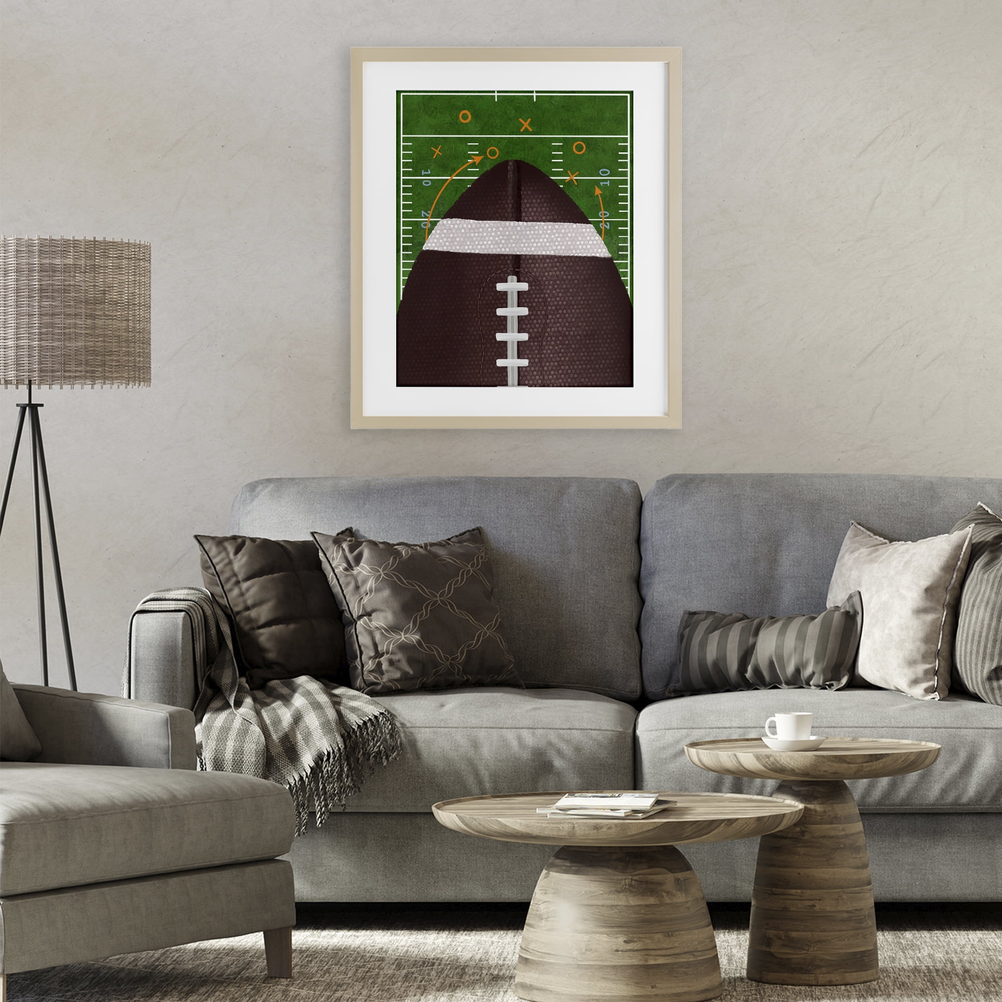 Stupell Industries Football Field Tactics Birch Framed Print Under Glass, design by Jennifer Stith
