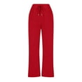 thumbnail image 4 of Stamzod Workout Pants Women Solid Color Elastic Waist Sweatpants with Pocket Activewear Casual Loose Plus Size Joggers for Women Red XL, 4 of 5