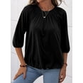 thumbnail image 3 of Sherrylily Women Crew Neck T Shirt Half Sleeve 3/4 Sleeve Casual Loose Pleated Tops, 3 of 5