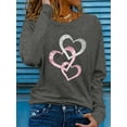 thumbnail image 2 of Women's Spring and Autumn 100% Cotton Loose Casual Fashion Shining Love Printed Round Neck Long Sleeve T-shirt Top, 2 of 3