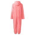 thumbnail image 4 of Gibobby pantalones de yoga Pijama de manga larga de lana artificial para mujer, mono holgado con capucha y cremallera de Color sólido informal, pijama informal de invierno cál(Rosa， XL), 4 of 5