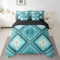 thumbnail image 2 of jejeloiu Vintage Aztec Rhombus 7-Piece Twin Bedding Sets,Cyan Bohemian Triangle Bedding Comforter Set,Boho Tribal Geometric Sheet Sets For Kids,Luxury Bedroom Decor Reversible, 2 of 8