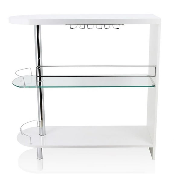 Furniture of America Godric Contemporary Wood 2-Shelf Pub Table in White