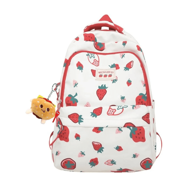 Mochila De Gran Capacidad Con Estampado De Fresas Xtellar blanco