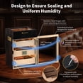 thumbnail image 5 of NEEDONE Cigar Humidor, Glass Top Drawer & LED Lighting,3 Humidifiers,Cedar Wood Shelves,Desktop Humidor Box Case Cabinet can Hold 150 Cigars,Gift for Men, 5 of 9