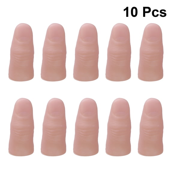 fake fingers with nail 10 Pcs Trick Fingers Fake Fingers with Nail Soft Thumb Tips Stage Show Prop Prank Toy (S)