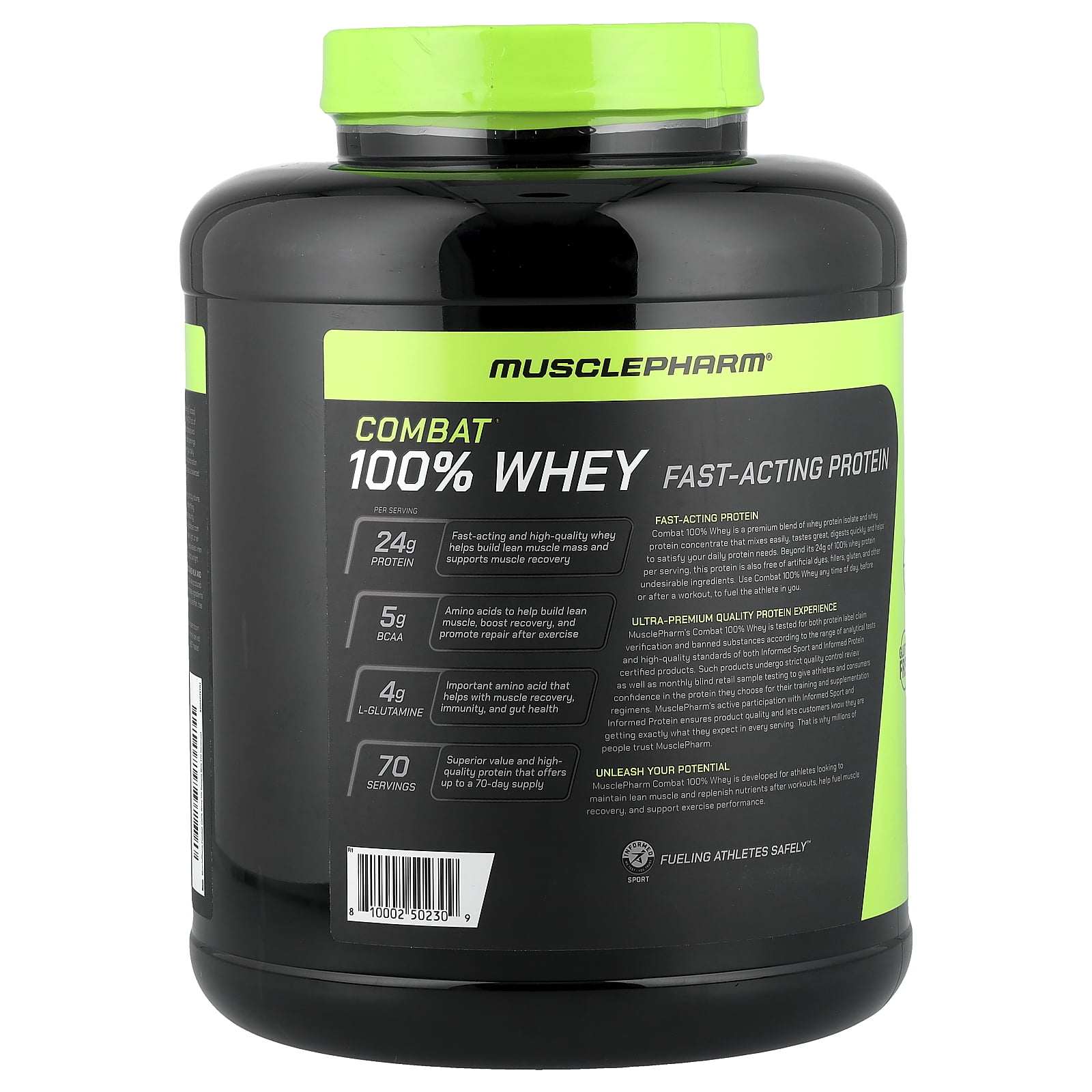 MusclePharm Combat® 100% Whey Protein Powder, Banana Milk, 5 lbs (2.25 kg)