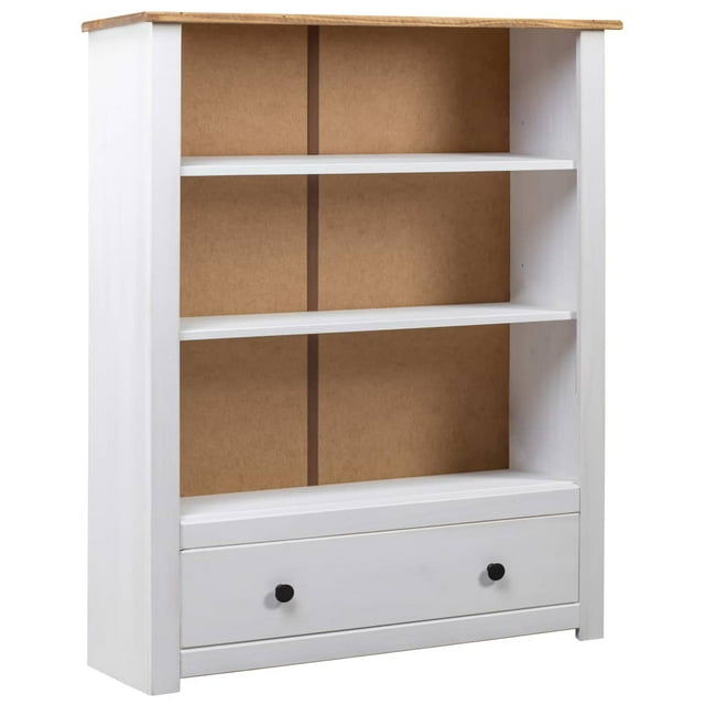 vidaXL Adult Mid-Height Bookcase and Book Shelf White 80x35x110 cm Solid Pine Wood Panama Range