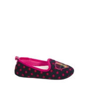 Dearfoams Girl's Polka Dot Loafer w/Plaid Heart Slippers