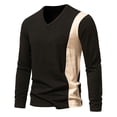thumbnail image 1 of Blusas y camisas de manga larga con cuello en V para hombre, pulóveres casuales de retazos, camisetas de manga larga con cuello en V, blusas para hombre., 1 of 4