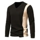 thumbnail image 1 of Blusas y camisas de manga larga con cuello en V para hombre, pulóveres casuales de retazos, camisetas de manga larga con cuello en V, blusas para hombre., 1 of 4
